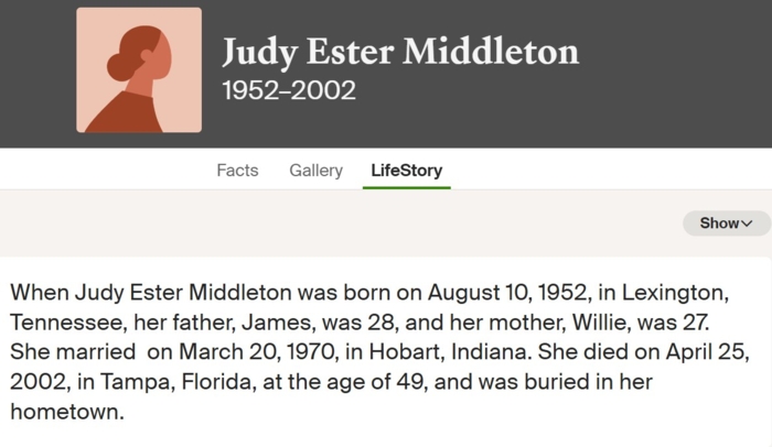 Judy Middleton Prince Kimmel life info, Class of 1970