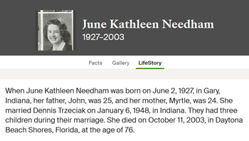 Kathleen Needham Trzeciak, Class of 1945