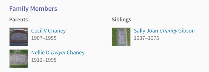 Kenneth Chaney family, Class of 1950