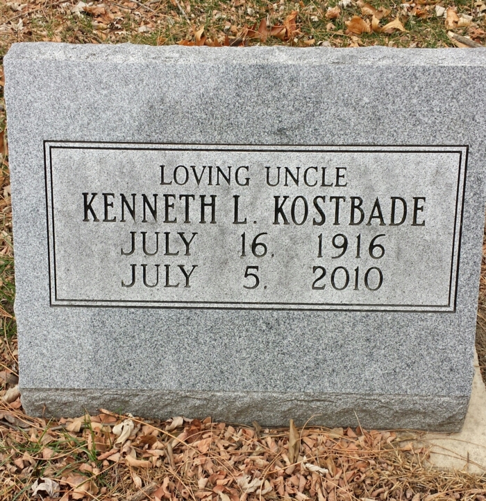 Kenneth Kostbade gravestone, Class of 1936