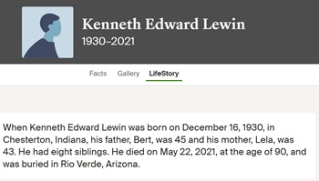 Kenneth Lewin life info, Class of 1948