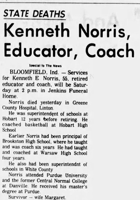 Kenneth (Ken) Norris obituary, Superintendent