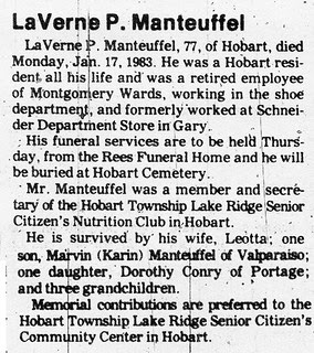 LaVerne Manteuffel obit, Class of 1922