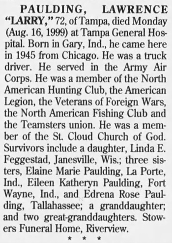 Lawrence Paulding obit, Class of 1945