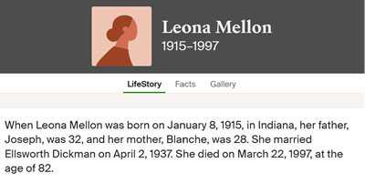 Leona Mellon Dickman marriage info, Class of 1932