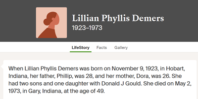 Lillian Phyllis Demers Gould gamily info, Class of 1943