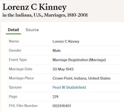 Lorenz Kinney marriage info, Class of 1939