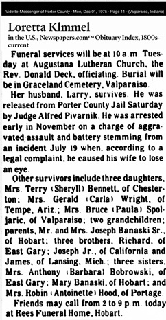 Loretta Banaski Kimmel obit, Class of 1949