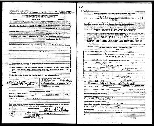 Louis Victor Seydel Sons of American Revolution application, Class of 1892