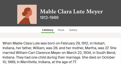 Mable Lute Meyer, Class of 1931