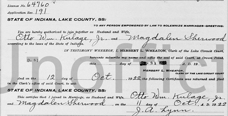 Magdalen Sherwook Kulage marriage certificate, Class of 1931