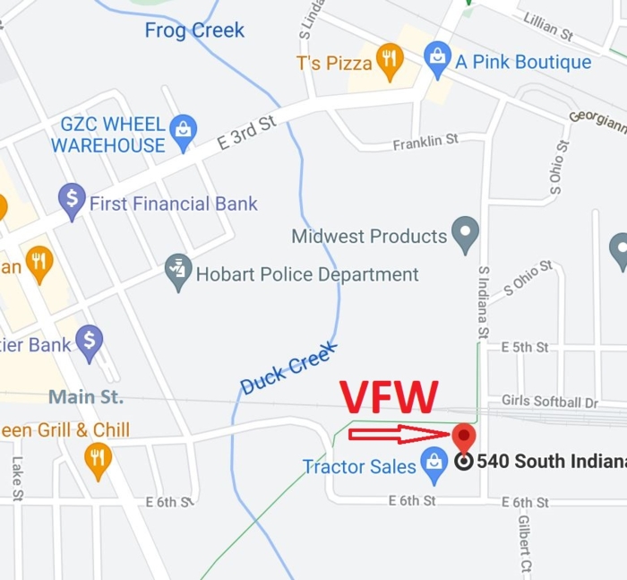 Map to VFW, site of 2021 Homecoming Picnic