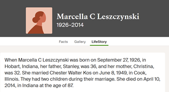 Marcella Leszczynski Kos, Class of 1945