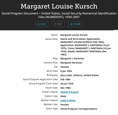 Margaret Peggy Kursch Hartman life info, Class of 1971