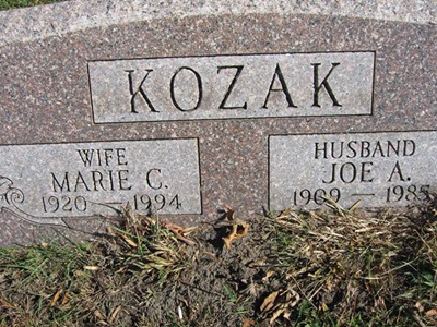 Marie Sonntag Kozak gravestone, Class of 1938