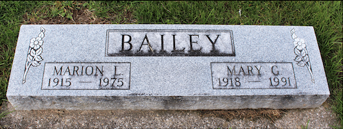 Marion and Mary Bailey gravestone, Staff