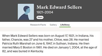 Mark Sellers marriage info, Class of 1939