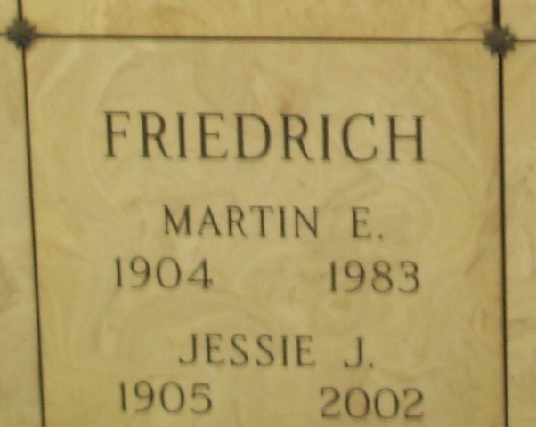Martin Friedrich gravestone, Class of 1921