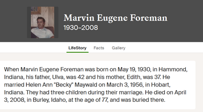 Marvin Foreman marriage info, Class of 1948