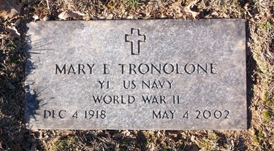Mary Leininger Tronolone gravestone, Class of 1936
