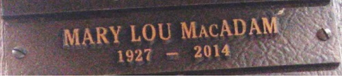 Mary Lou Baer gravestone, Class of 1945