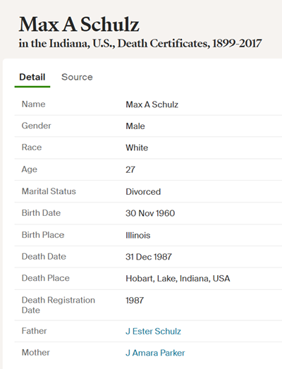 Max Schulz death cert info, Class of 1979