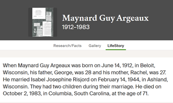 Maynard Argo (Argeaux) life info, Class of 1929