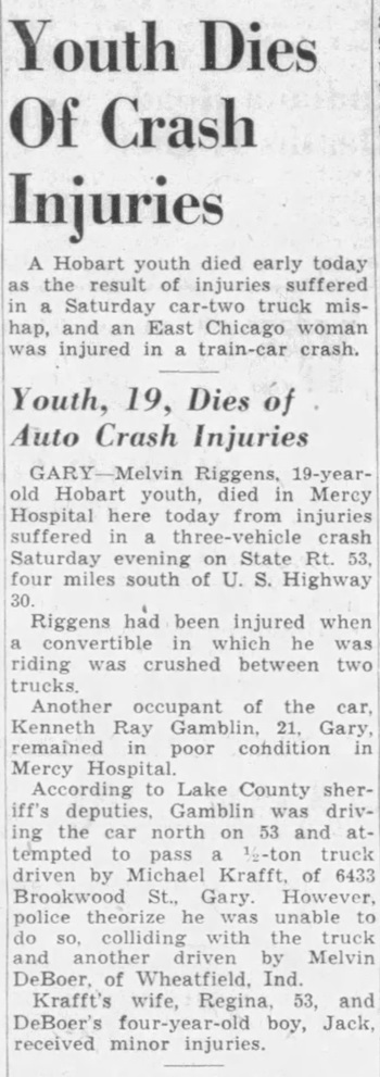 Melvin Riggens obit article, Class of 1957