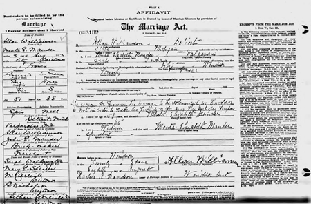 Menta Mander marriage info, Class of 1892