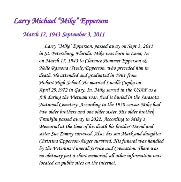Mike Epperson obituary, Class of 1961
