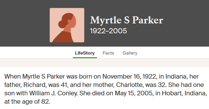 Myrtle Parker Conley marriage info, Class of 1940