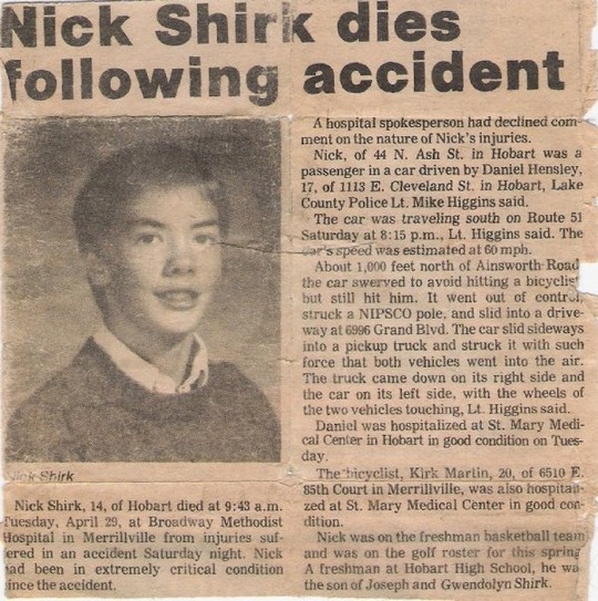 Nick Shirk newspaper article