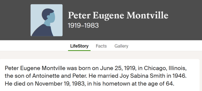 Peter Montville marriage info, Class of 1938