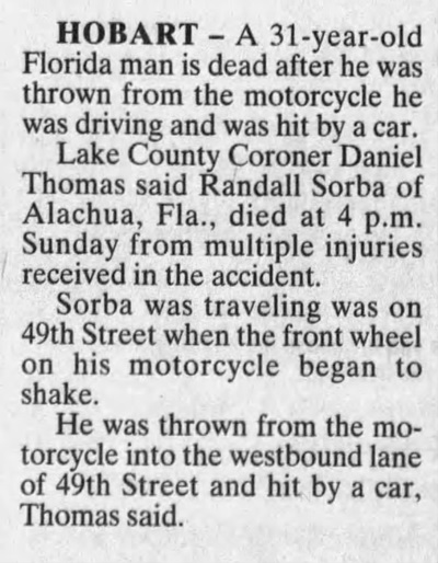 Randall (Randy) Sorba obituary article, Class of 1979