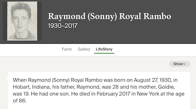 Ray Rambo life info, Class of 1948