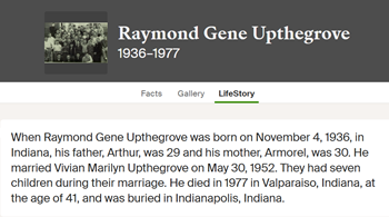 Ray Upthegrove life info, Class of 1952