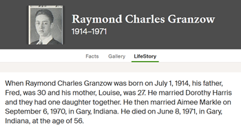 Raymond Granzow life info, Class of 1935