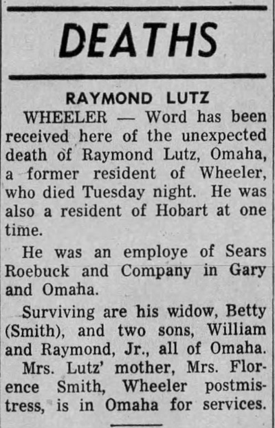 Raymond Lutz obit, Class of 1934