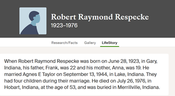 Raymond Respecke life info, Class of 1942