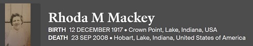 Rhoda Mackey Ancestry entry, Class of 1936