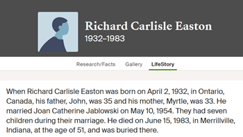 Richard Easton life info, Class of 1951