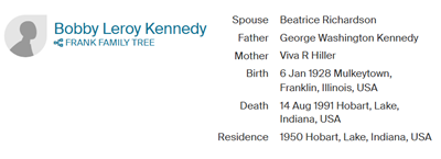Robert (Bob) Kennedy marriage info, Class of 1945