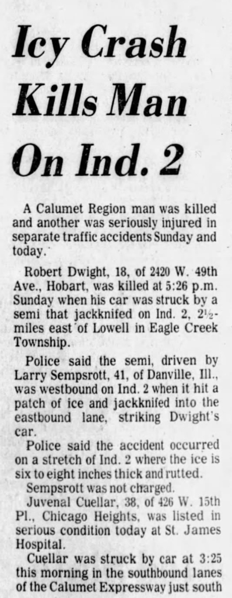 Robert Dwight obituary article, Class of 1978