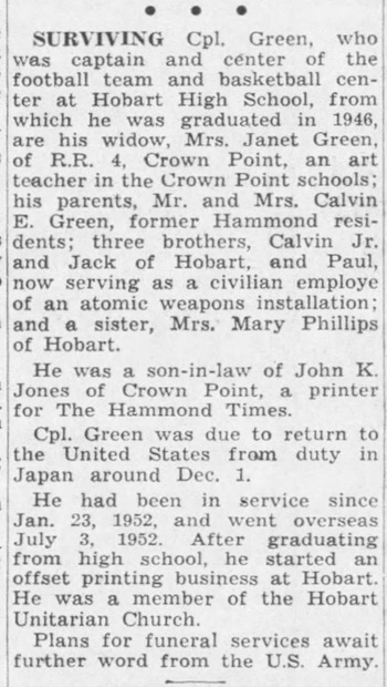 Robert Green obit, Class of 1946