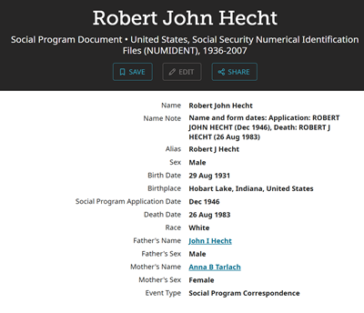 Robert Hecht life info, Class of 1952