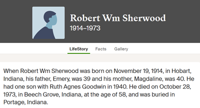 Robert Sherwood life info, Class of 1932