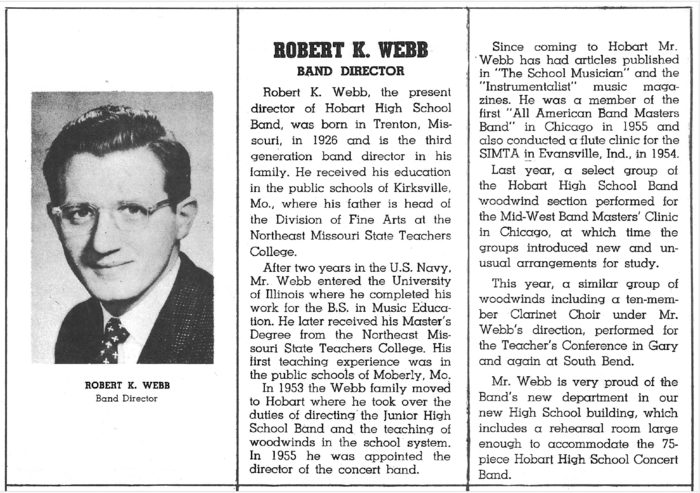 Robert Webb, Band Director Article
