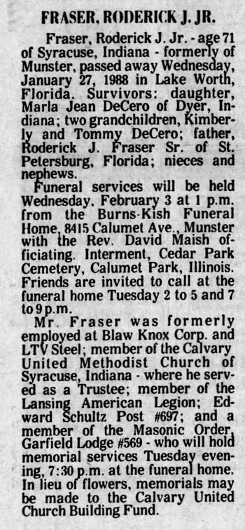 Roderick Fraser obit, Class of 1935