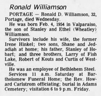 Ron Williamson obit, Class of 1972