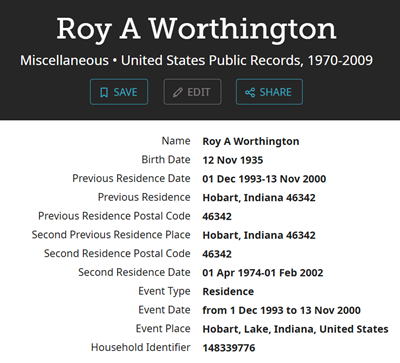 Roy Worthington life info, Class of 1955